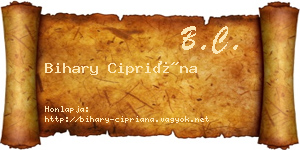 Bihary Cipriána névjegykártya